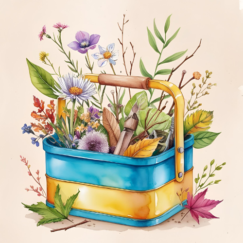 Bunte Blätter und Blumen im Körbchen – Naturfreude im Kleinen entdecken