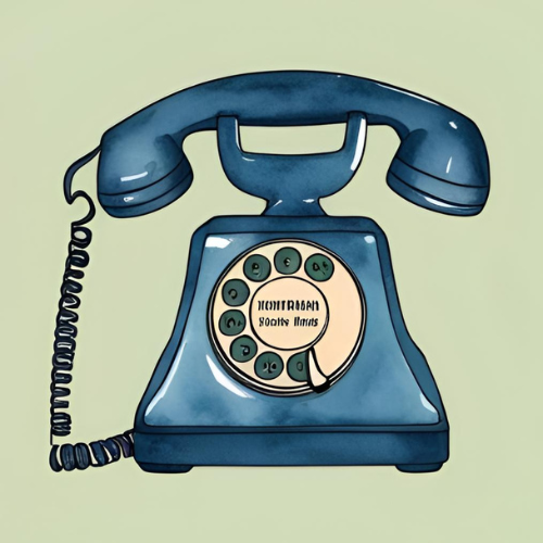 Blaues Retro-Wählscheibentelefon – persönlicher Kontakt in entspannter Atmosphäre